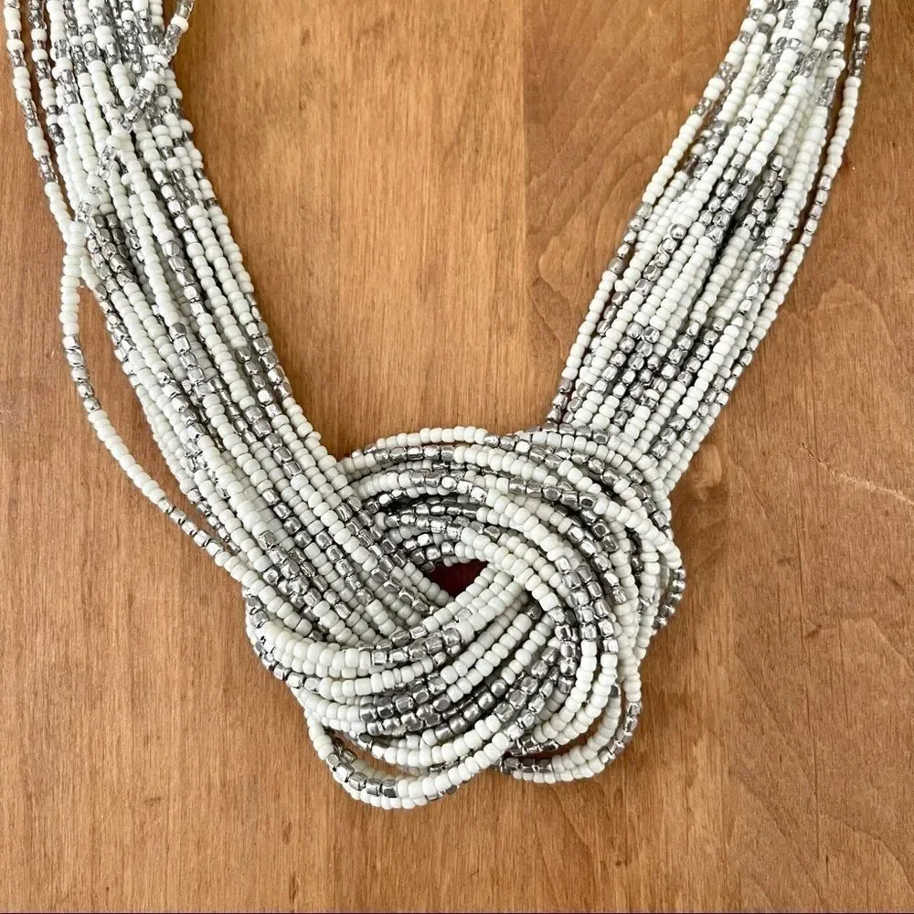 Cream and silver beaded necklace